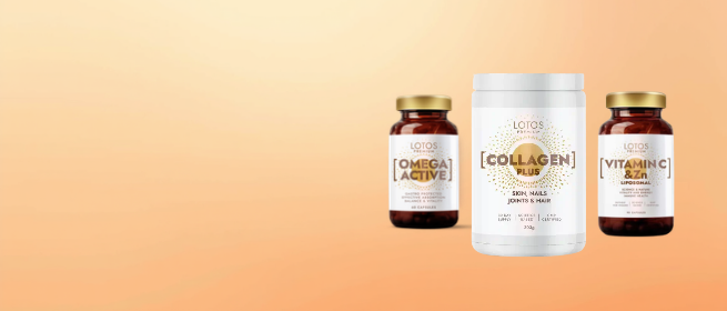 kolagenas, omega-3 žuvų taukai, vitaminas C ir cinkas